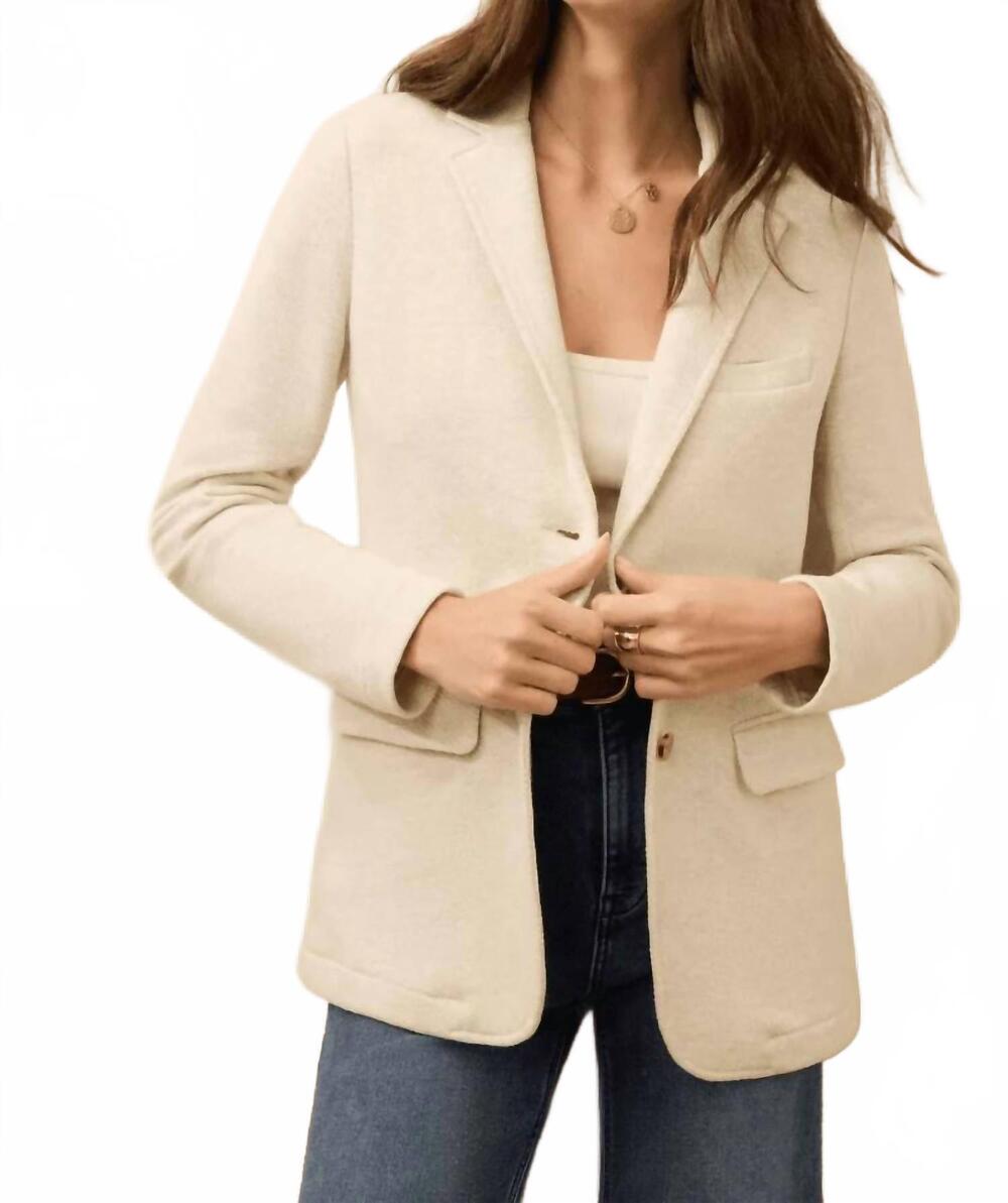 NEW FAHERTY inlet knit blazer in light oatmeal melange